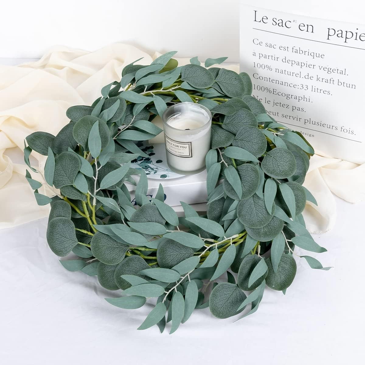 5 Pack 6.56FT Green Eucalyptus Garland Decoration Table W/ Willow Leaves