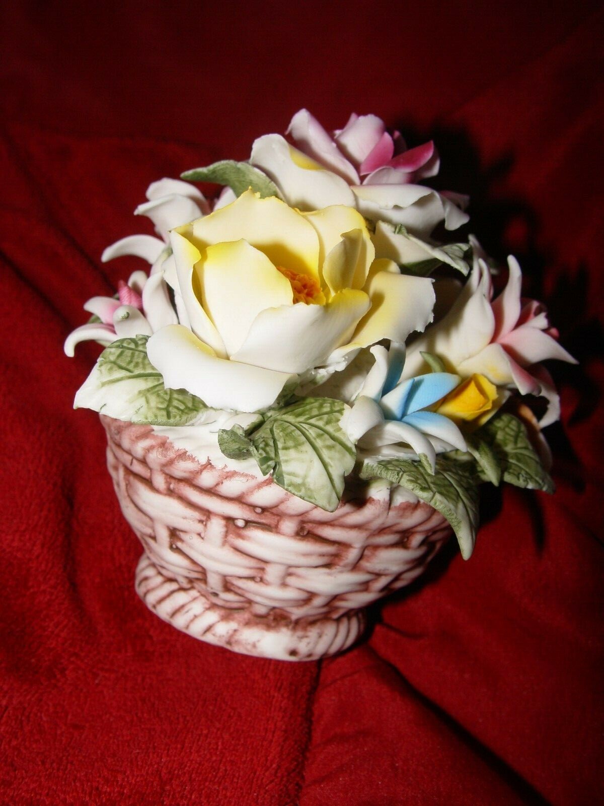 4″ NEW PORCELAIN Flower Arrangement Basket BOUQUET EASTER HAPPY BIRTHDAY LOVE ++