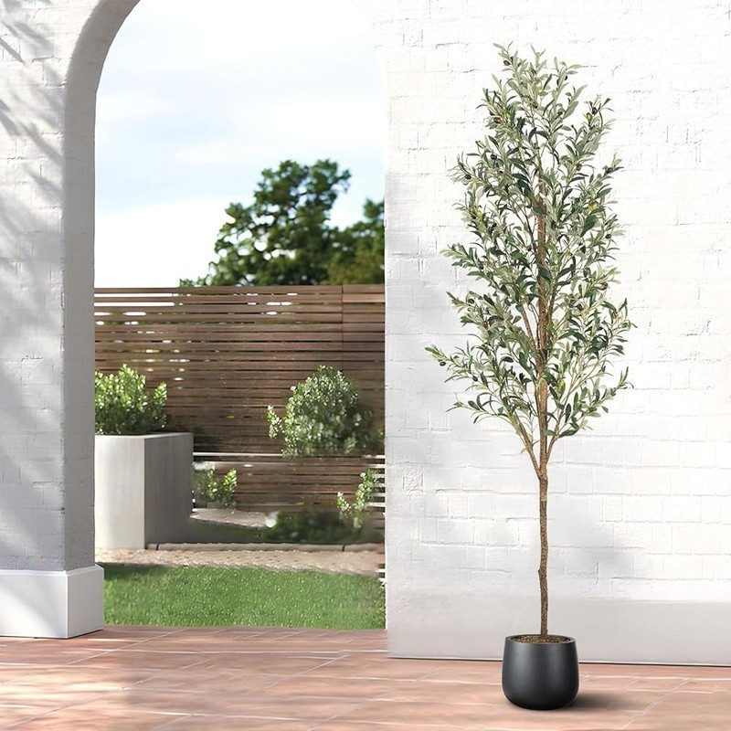 Artificial Olive Tree Faux Plant Indoor Outdoor Decor W/ Free Moss 84in New