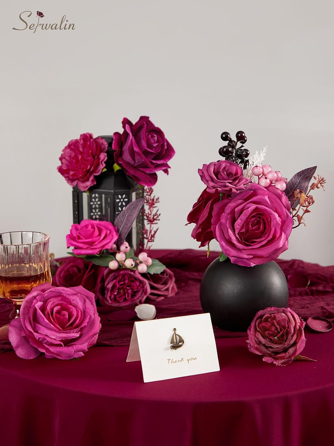 Artificial Flowers Dark Magenta Hot Pink Fake Wedding Flowers Silk Flowers Faux