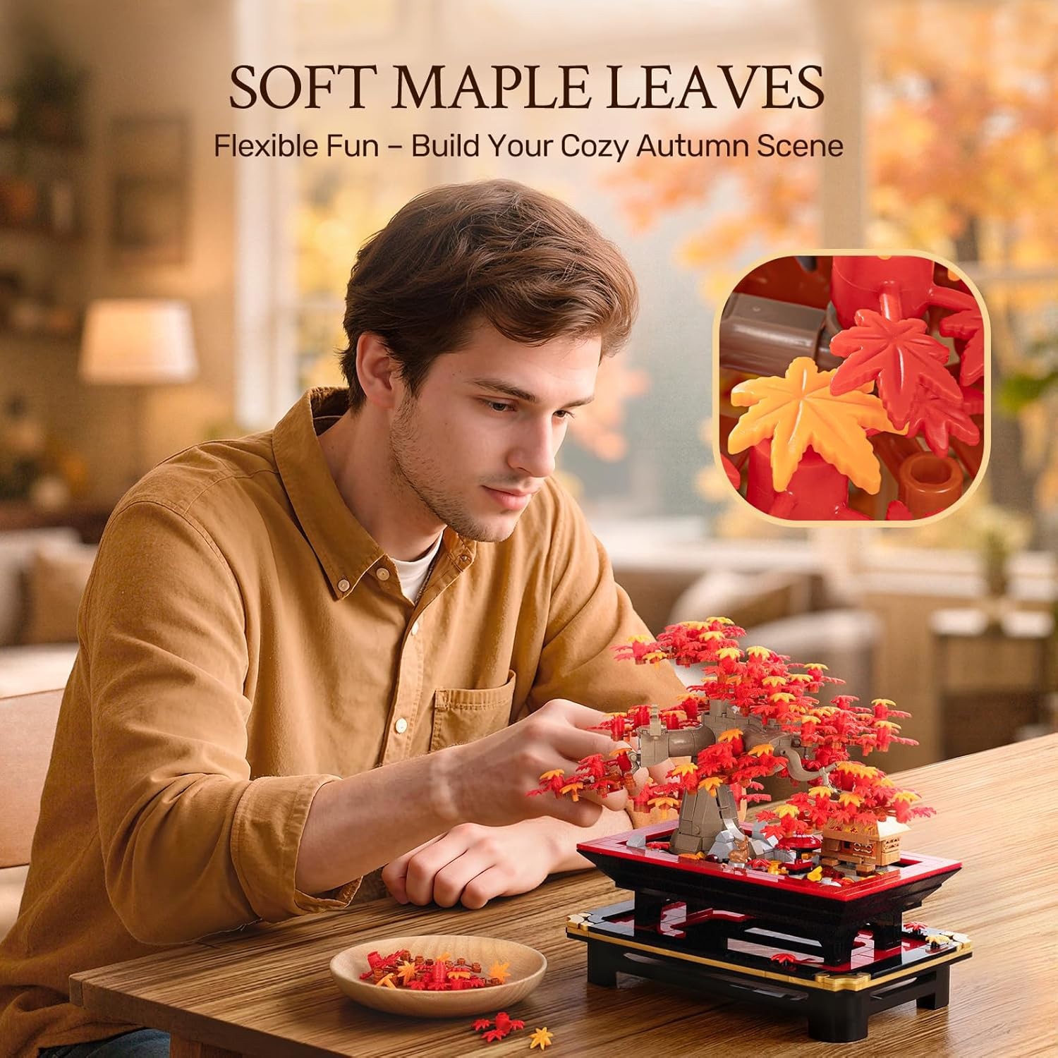 Wise Block Japanese Red Maple Bonsai Tree Building Toy Set for Adults – 900 Pcs