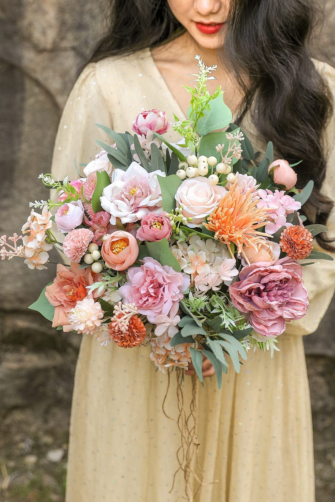 Artificial Flowers Combo Set Fake Flower Leaf with Stems for DIY Wedding Bouq…