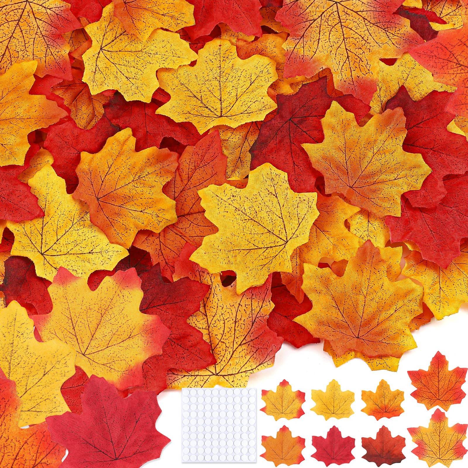 Gushu 300 Piece Fall Leaves Set 7 Colors Artificial Autumn Maple Leaf Decor …