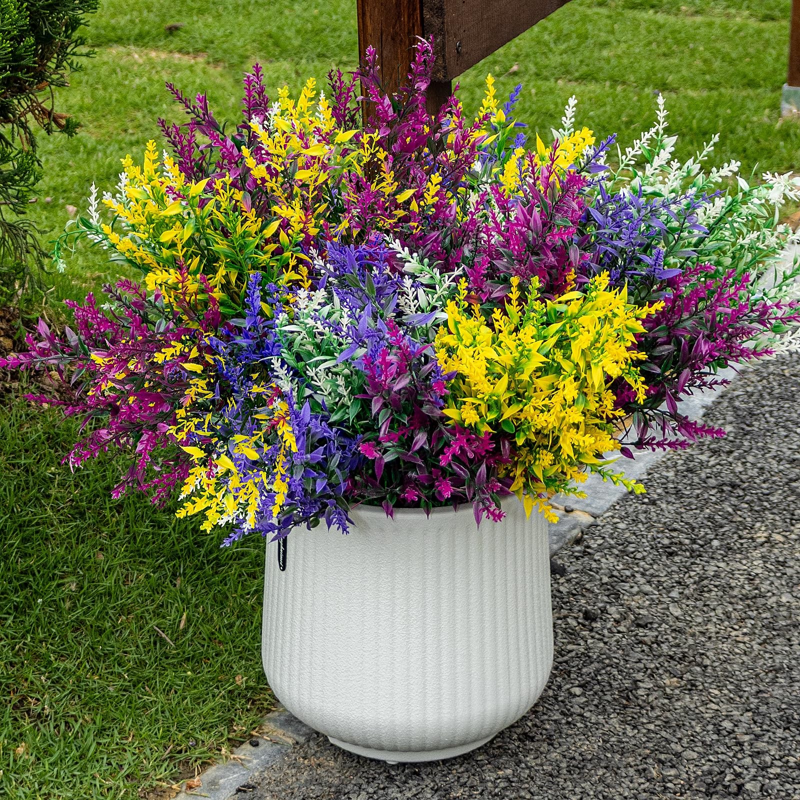 8 Bundles Artificial Flowers for Outdoors, Lavender Flowers Artificial, UV Re…