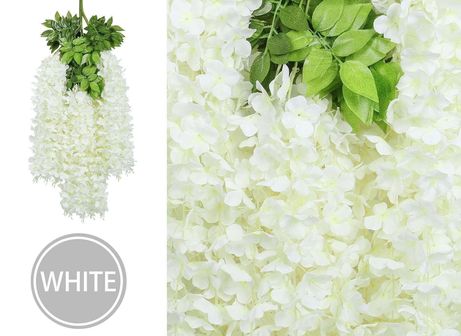 24 Pack (Total 86.4 Feet) Artificial Fake Wisteria Vine Rattan Hanging Garlan…