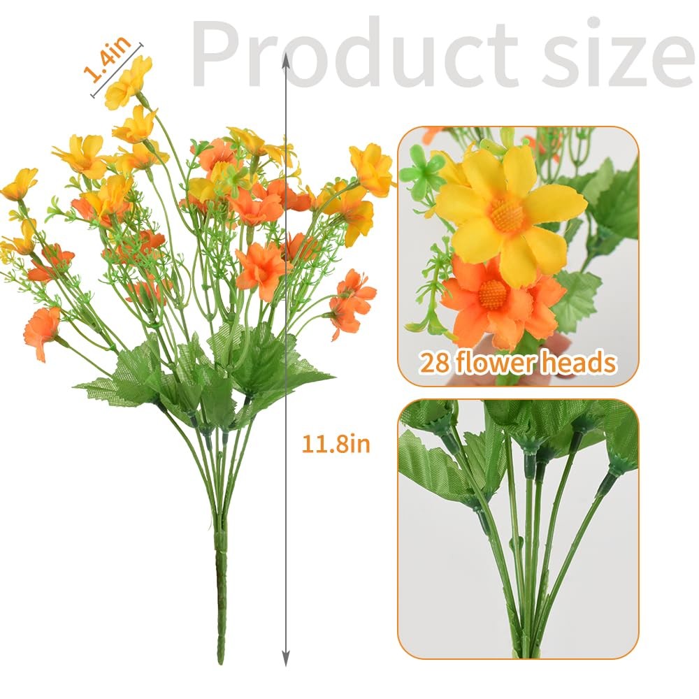 Artificial Daisy Flowers, 112 Heads Fake Flower Bouquet 4 Bunches 11.8 Inch F…