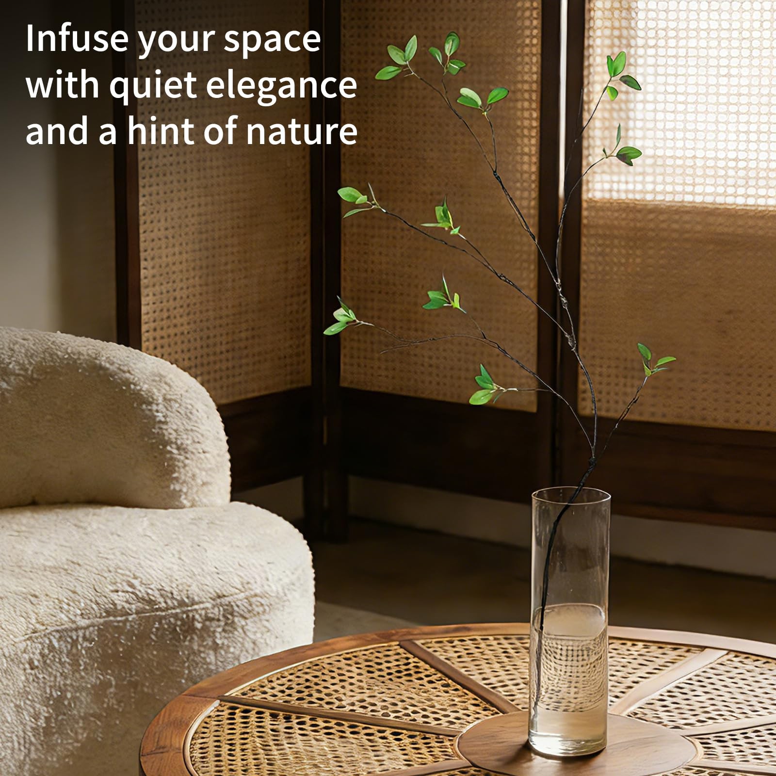 5Pcs Artificial Greenery Stems, 34″ Faux Ficus Leaves Branches Graceful Fake …
