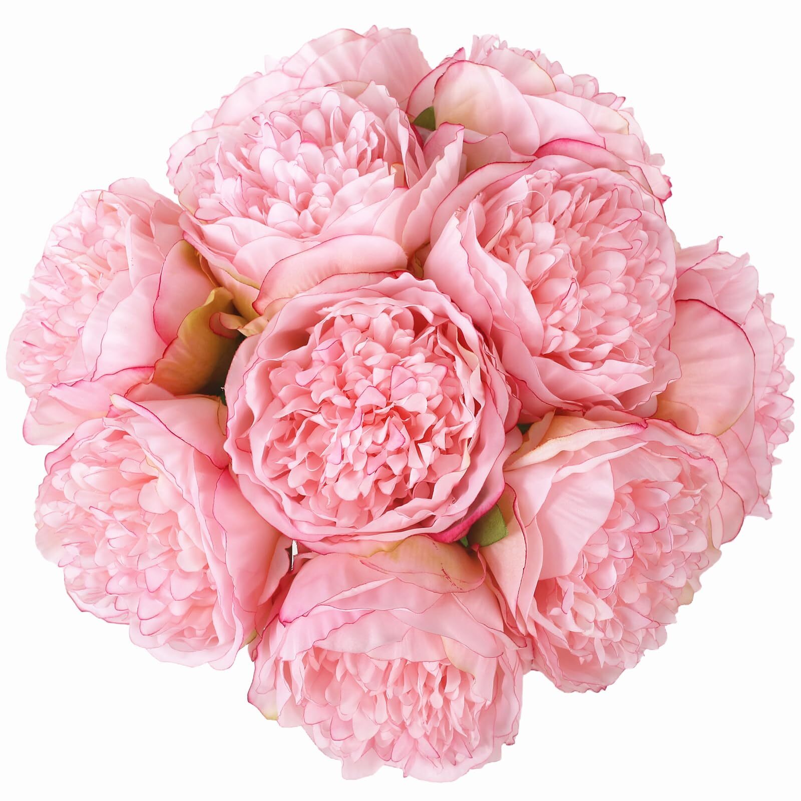 10PCS Pink Realistic Artificial Flowers Peony Fake Silk for Home Office Weddi…