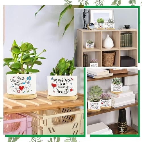 6Pcs Appreciation Gifts Succulent Potss Day Ever Gifts Mini Ceramic Nurse
