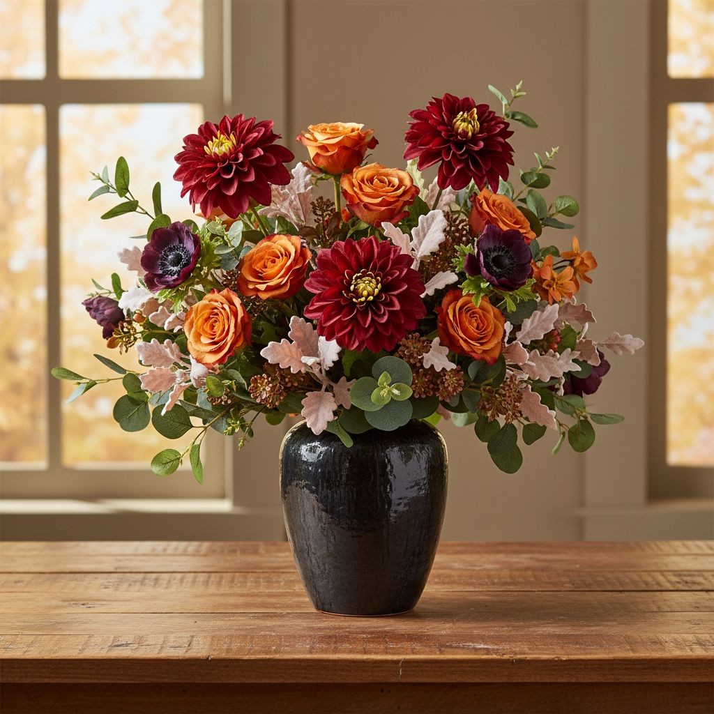 Burgundy Dahlia Stem Faux Flower 24 Inch 5 Inch Bloom Dark Red Artificial Dahlia