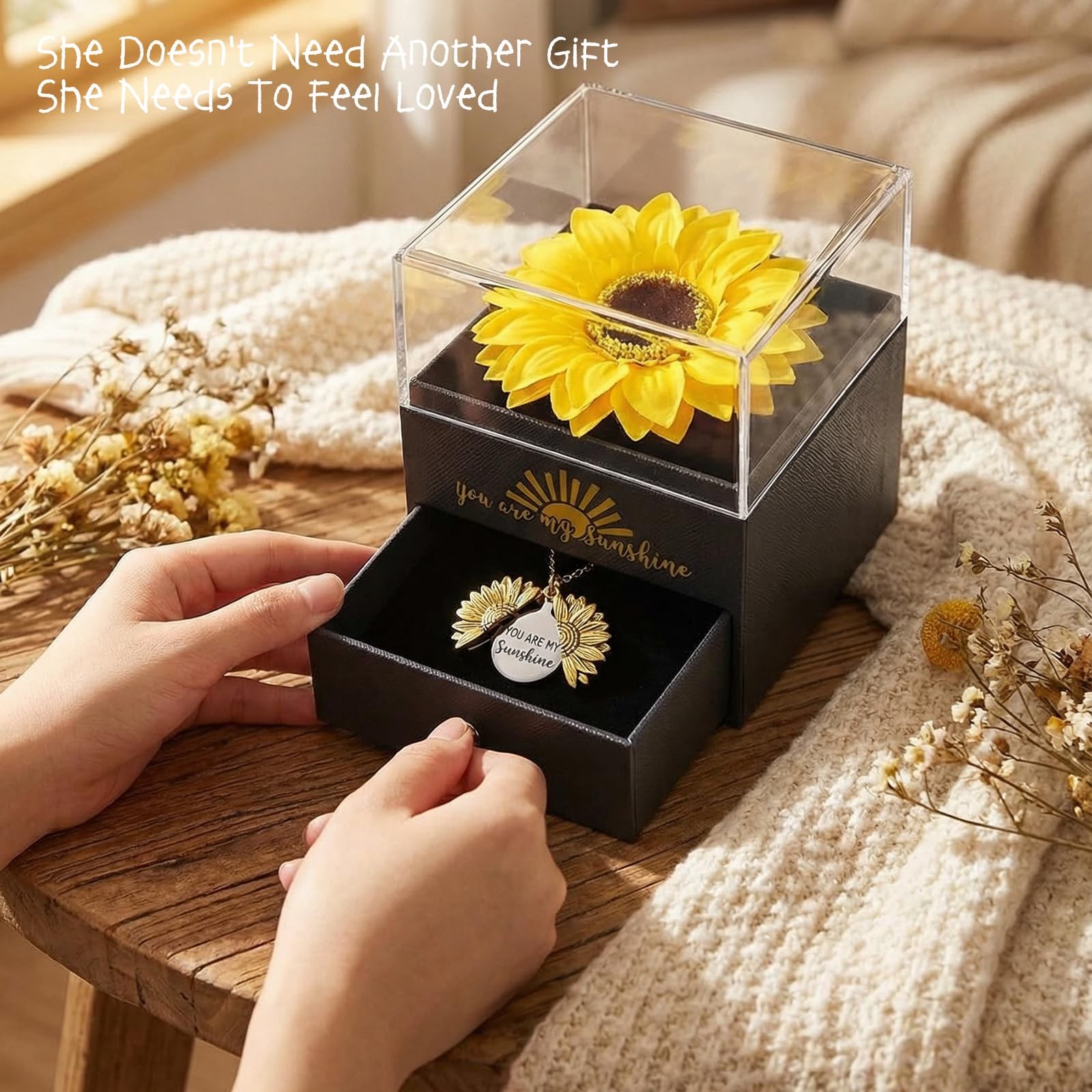 Sunflower Gifts for , You Are My Sunshine Necklace Gift