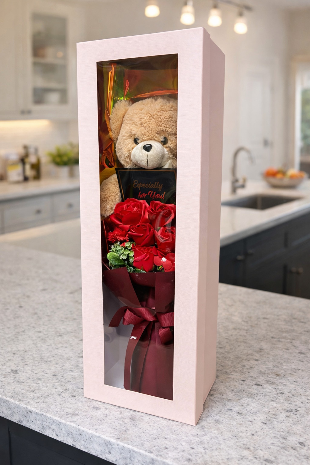 Teddy Bear Rose Flower Red Bouquet Holiday Gift Box Anniversary Romantic Gift