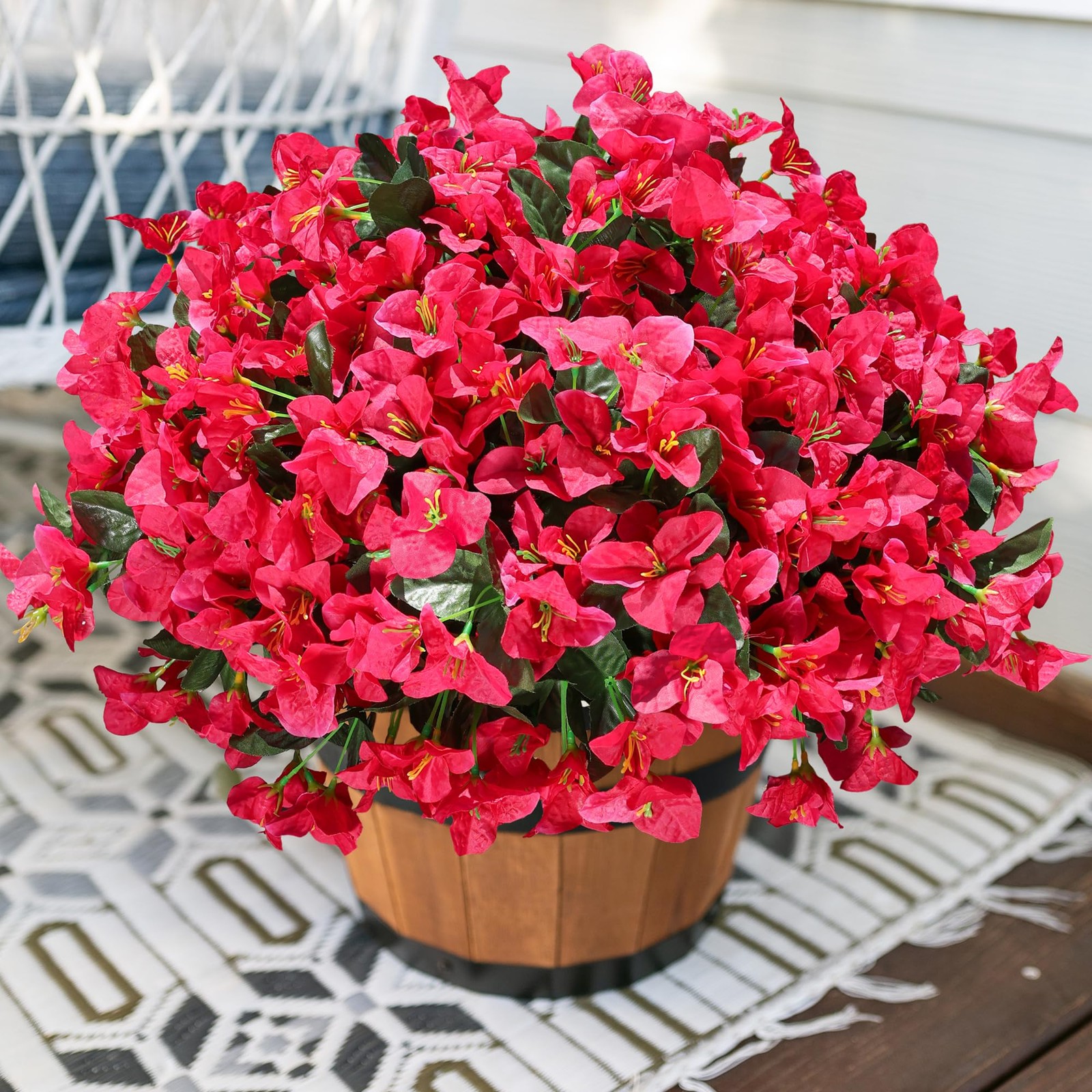 Fake Bougainvillea Artificial Flowers for Outdoors Spring Decor, 4 Bundles Ou…