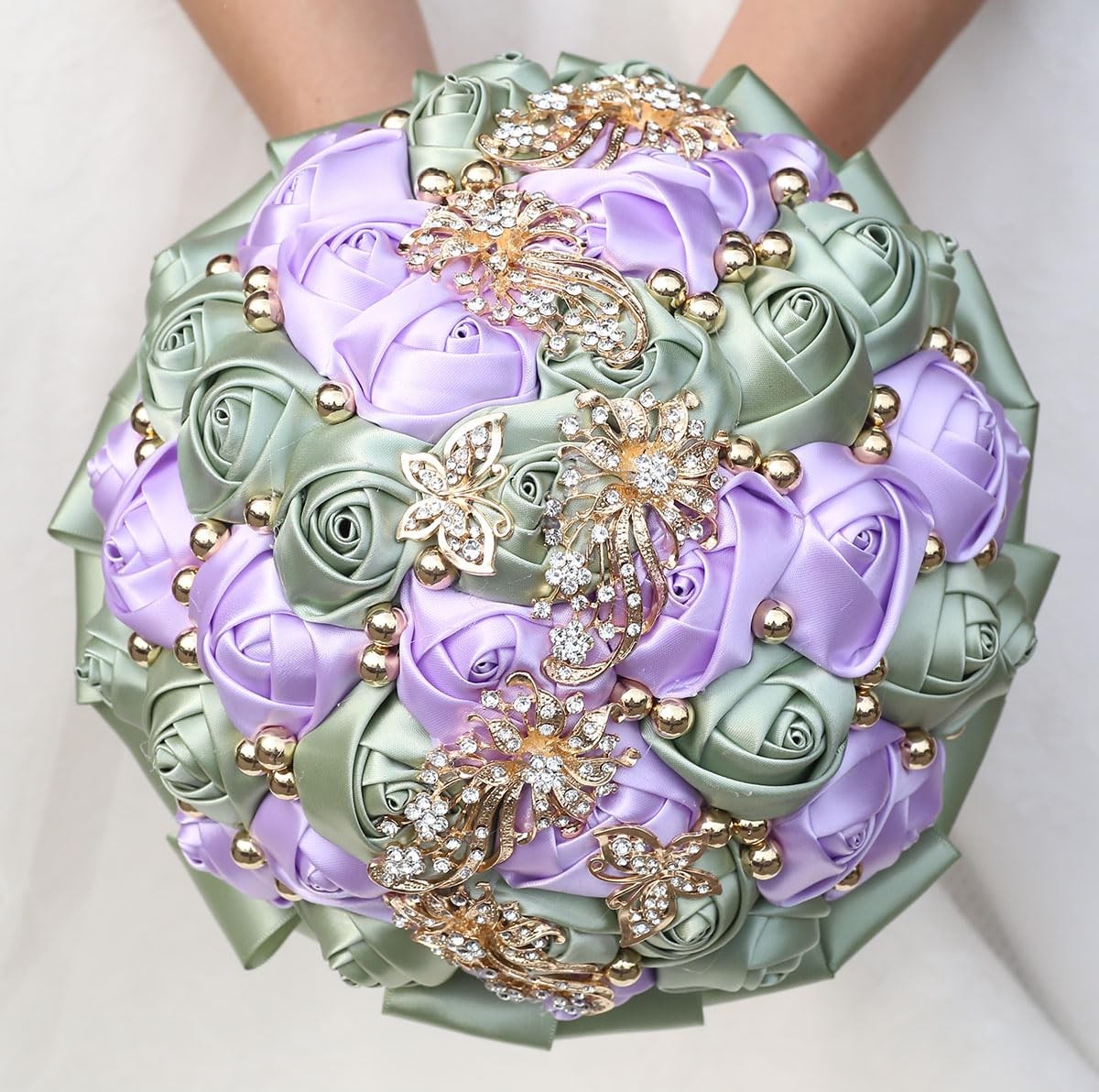 Bridal Wedding Bouquet Round Holding Bouquet Throw Toss Artificial Rose Flowe…