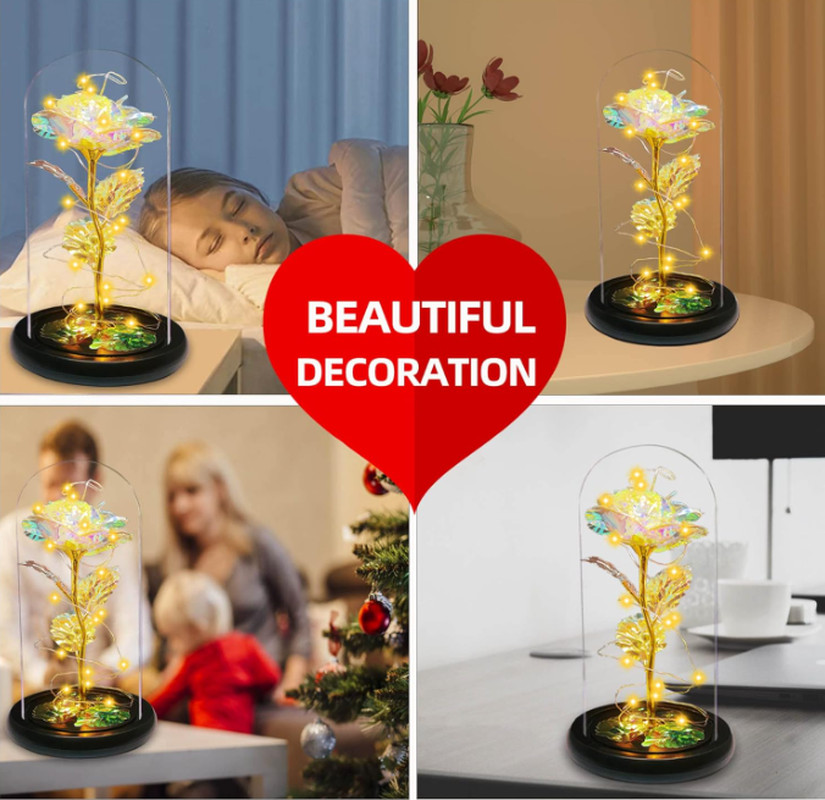 Valentine’S Day Rose Gifts, Colorful Rose in a Glass Dome Valentine’S Day Gifts’