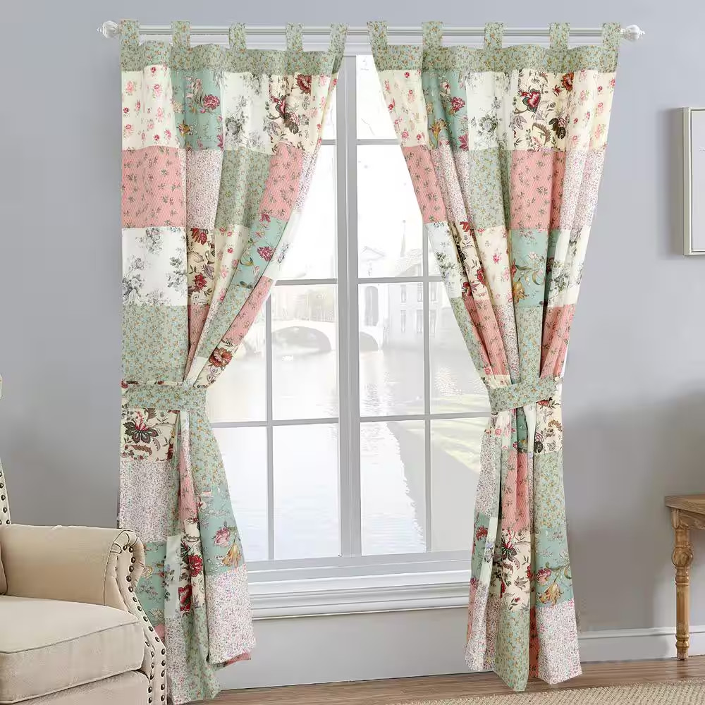 Floral Vine Country Cottage Flower Garden Patchwork Straight Multi-Color Rod Poc