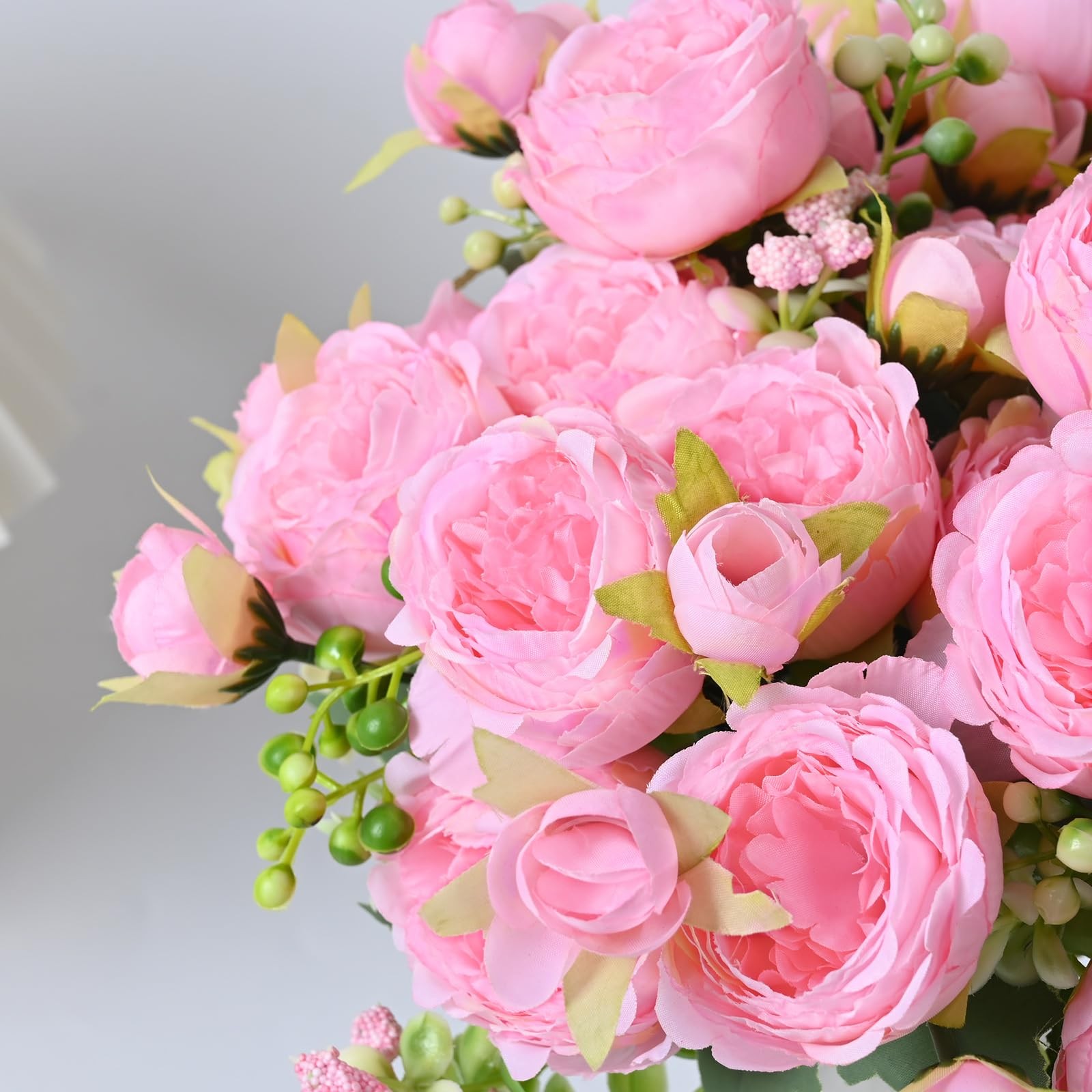4 Packs Peonies Artificial Flowers, Light Pink Artificial Peonies, Silk Peoni…