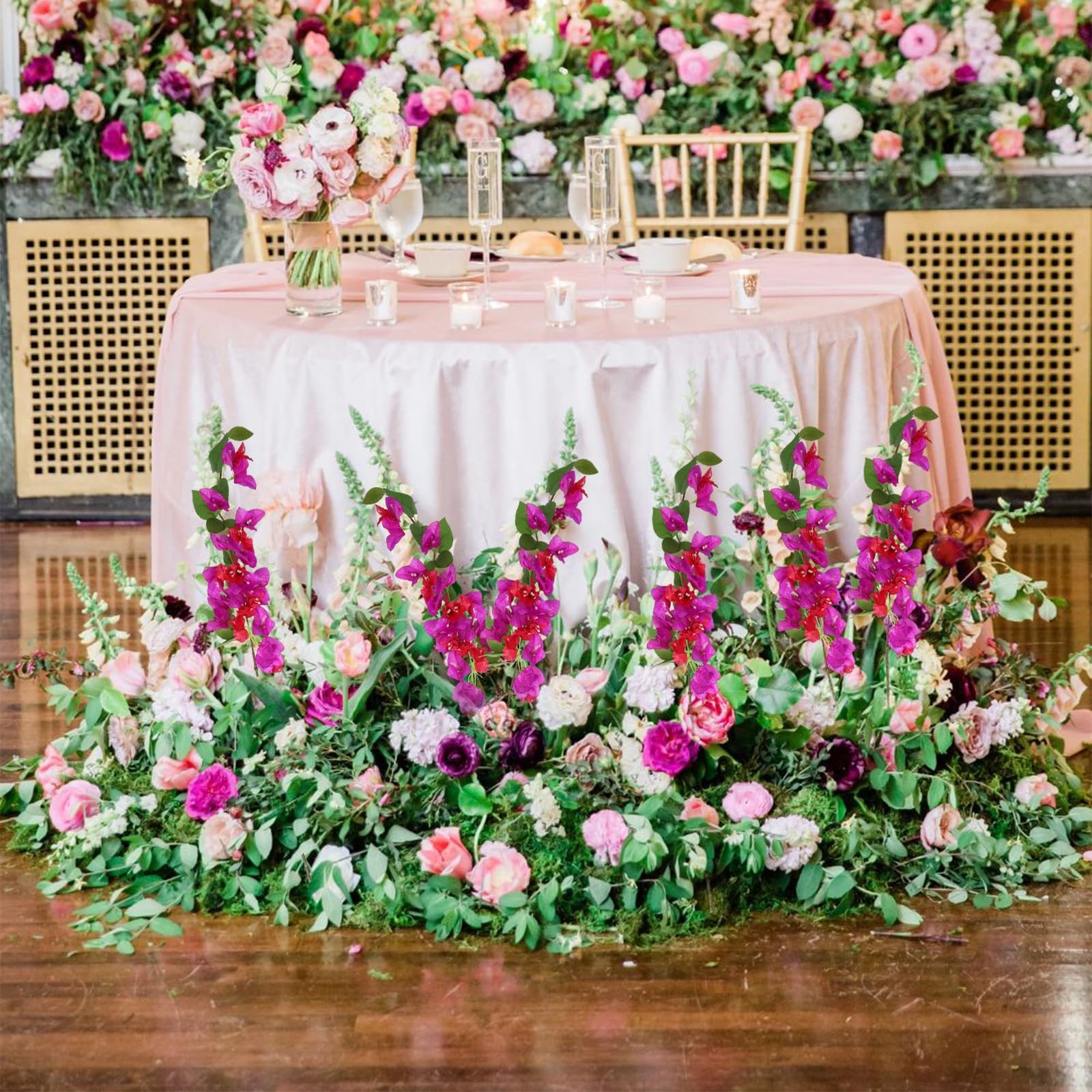 12PCS Bougainvillea Artificial Flowers 31.50″ Long Stem Faux Silk Bougainvill…