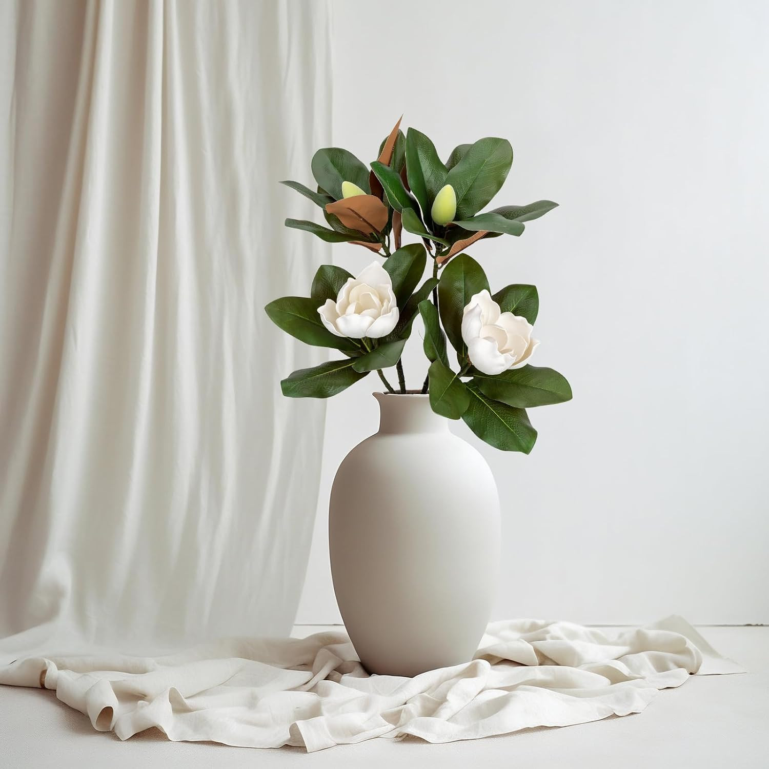 33.5″ Artificial Magnolia Flowers – 2PCS Real Touch Faux Floral Arrangement Whit