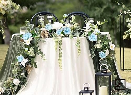 ZIFTY 5Pcs 32.5FT Blue Rose Garland Fake Flower Vines Faux Artificial Floral