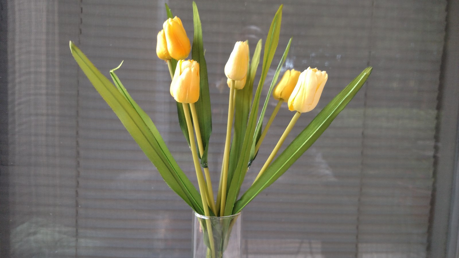YELLOW TULIPS ARTIFICIAL SPRAY 7 FLOWERED STEM