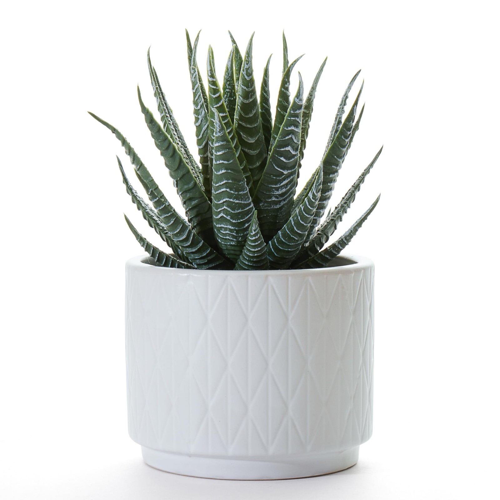 Artificial Succulent Plant in Matte White Ceramic Pot | 7″ high Dark Green Al…