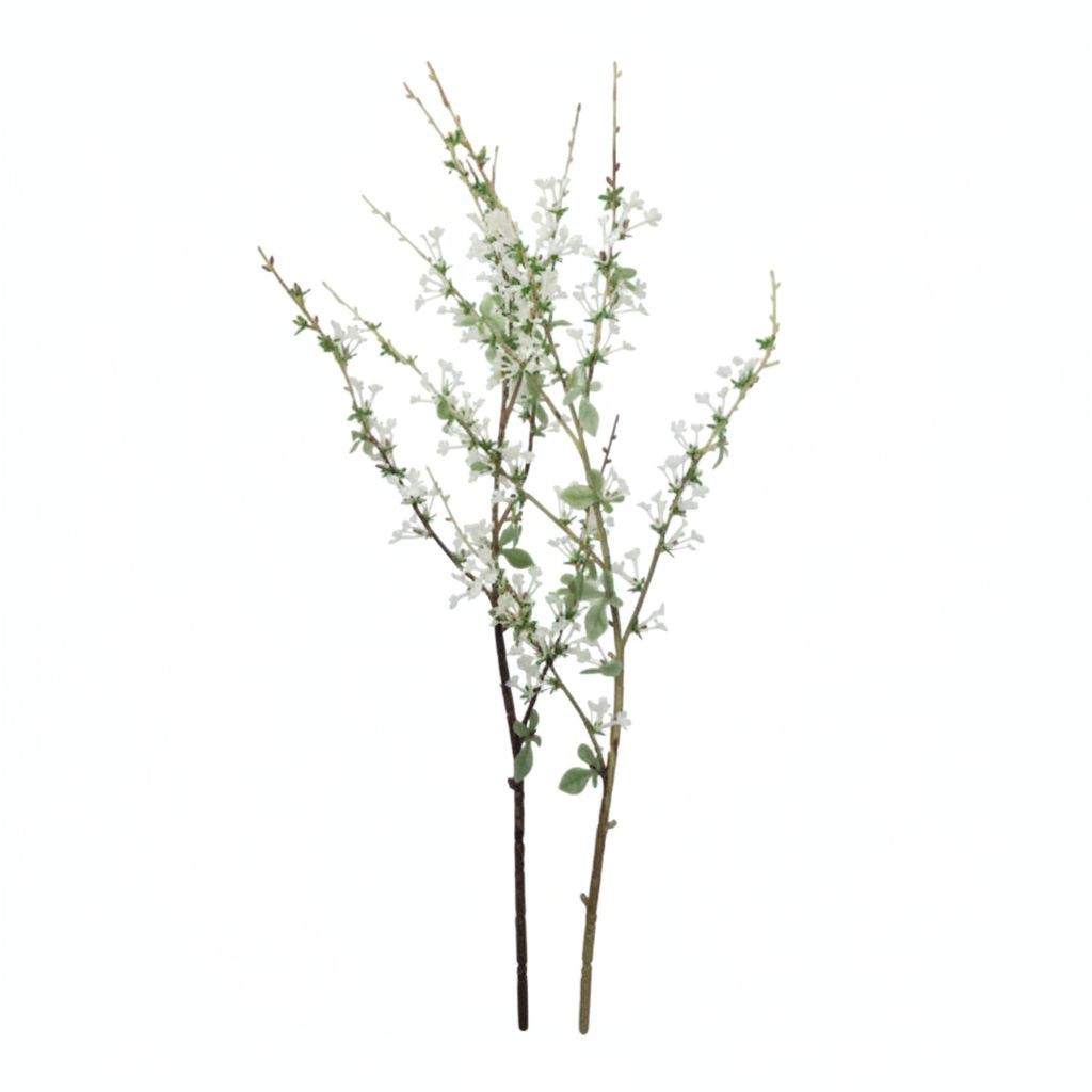 Artificial White Blossom Branch Stems Faux Spiraea Flower Filler Wedding Decor