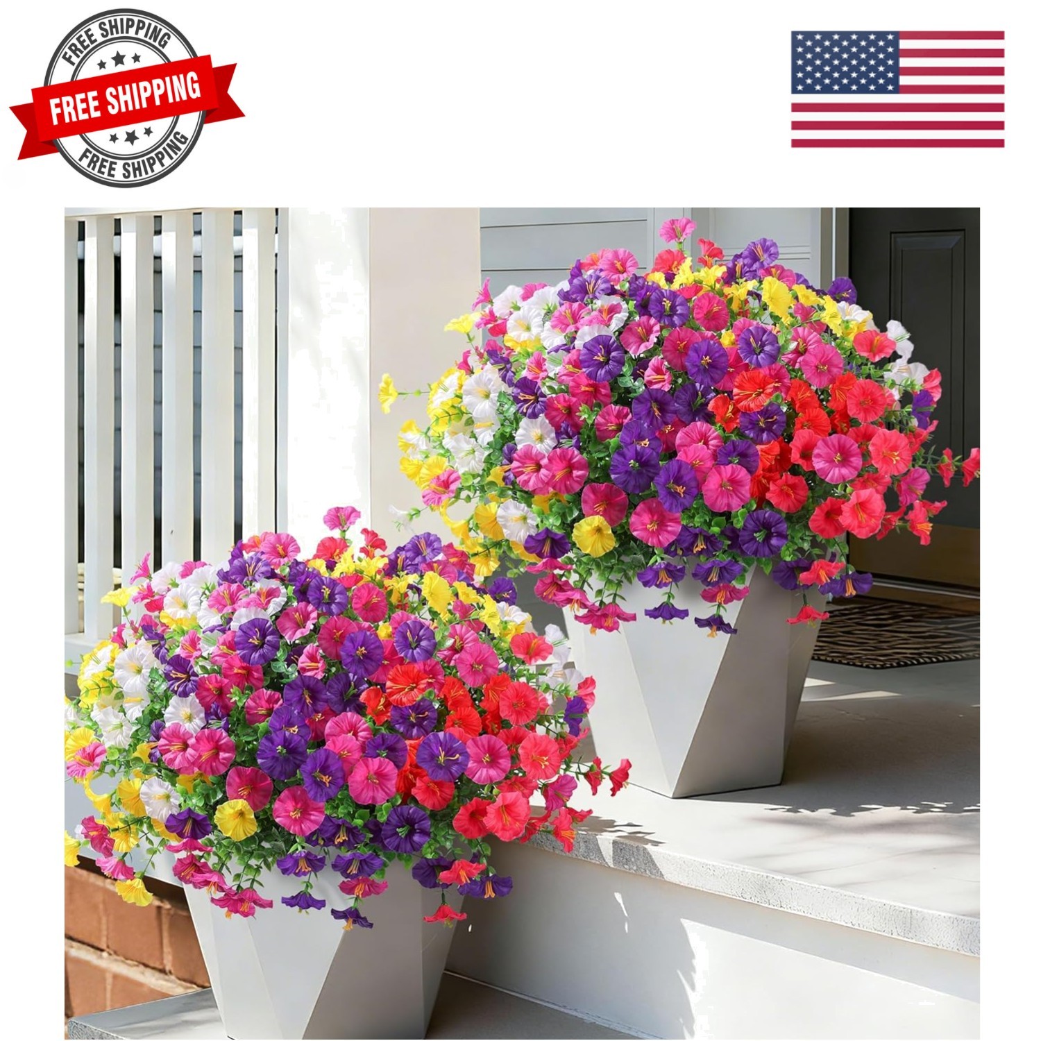 24 Bundles Artificial Flowers for Outdoors Spring Plants Outdoor Decor, Faux …