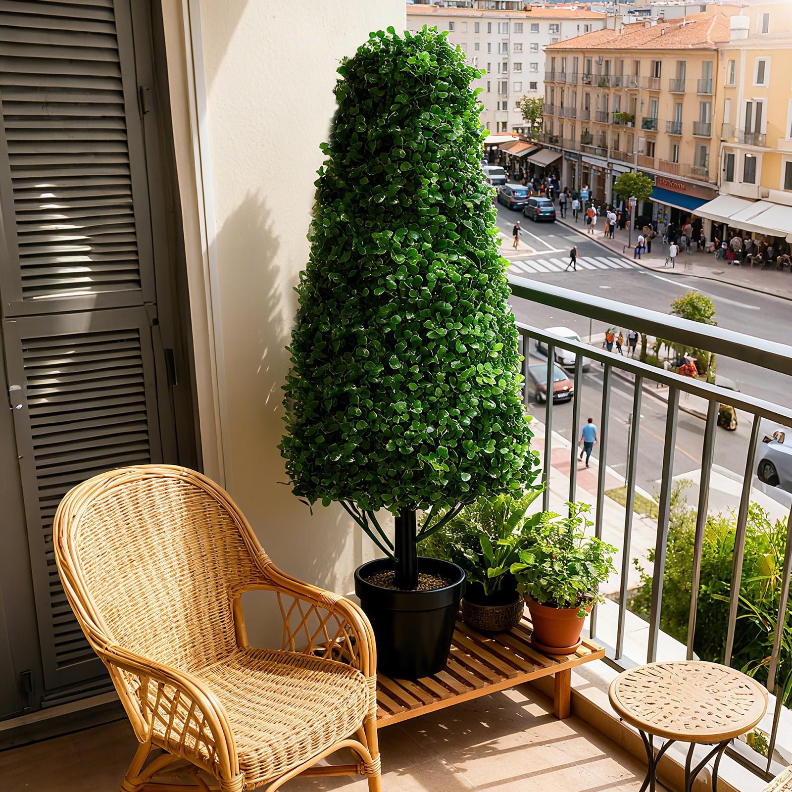 3′ Artificial Boxwood Cone Topiary Tree 2 PackFaux Tree with Replaceable Leaves