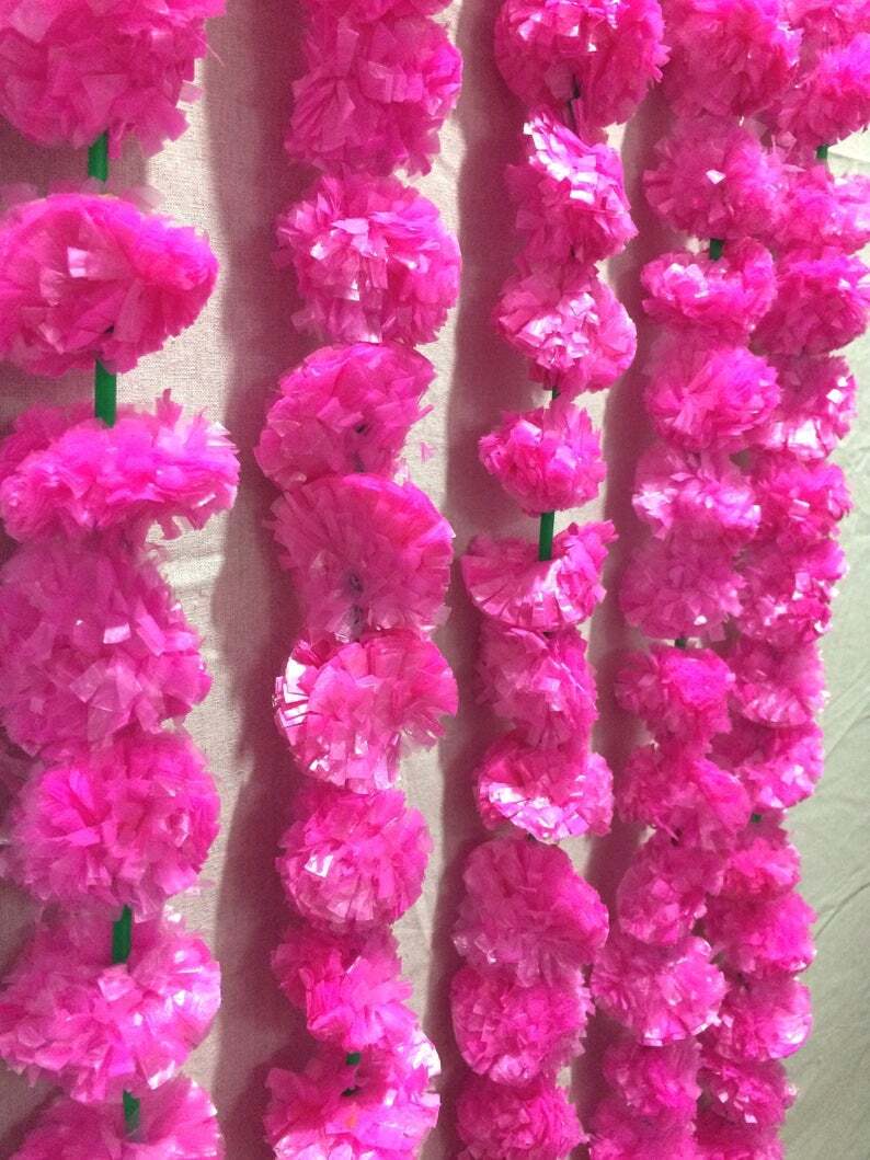 30 PCS Artificial Marigold Indian Event Wedding Flower Garlands Vine Decoration