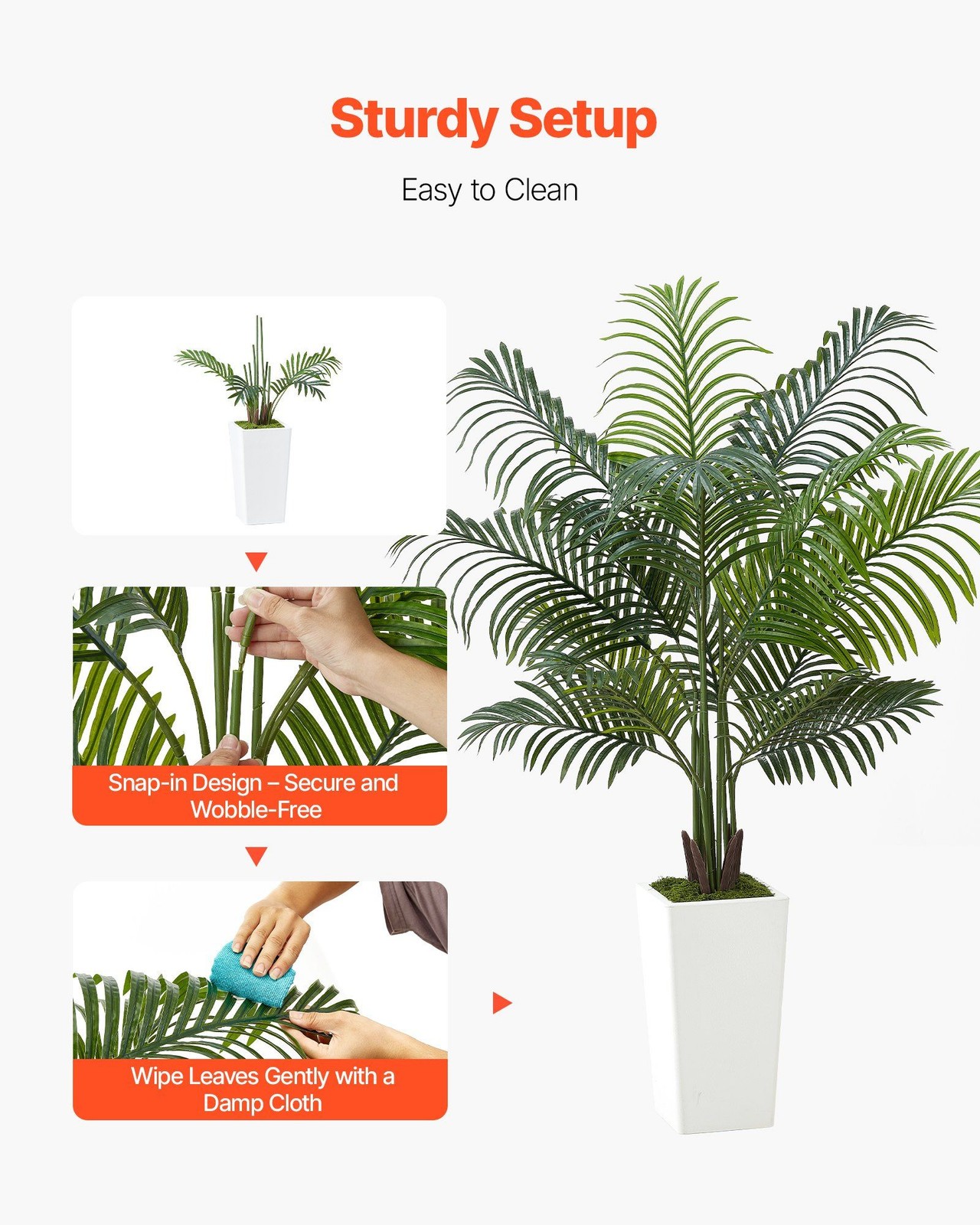 5ft Silk Areca Palm Tree with Ultra-Realistic Trunk and Textured PE Leaves