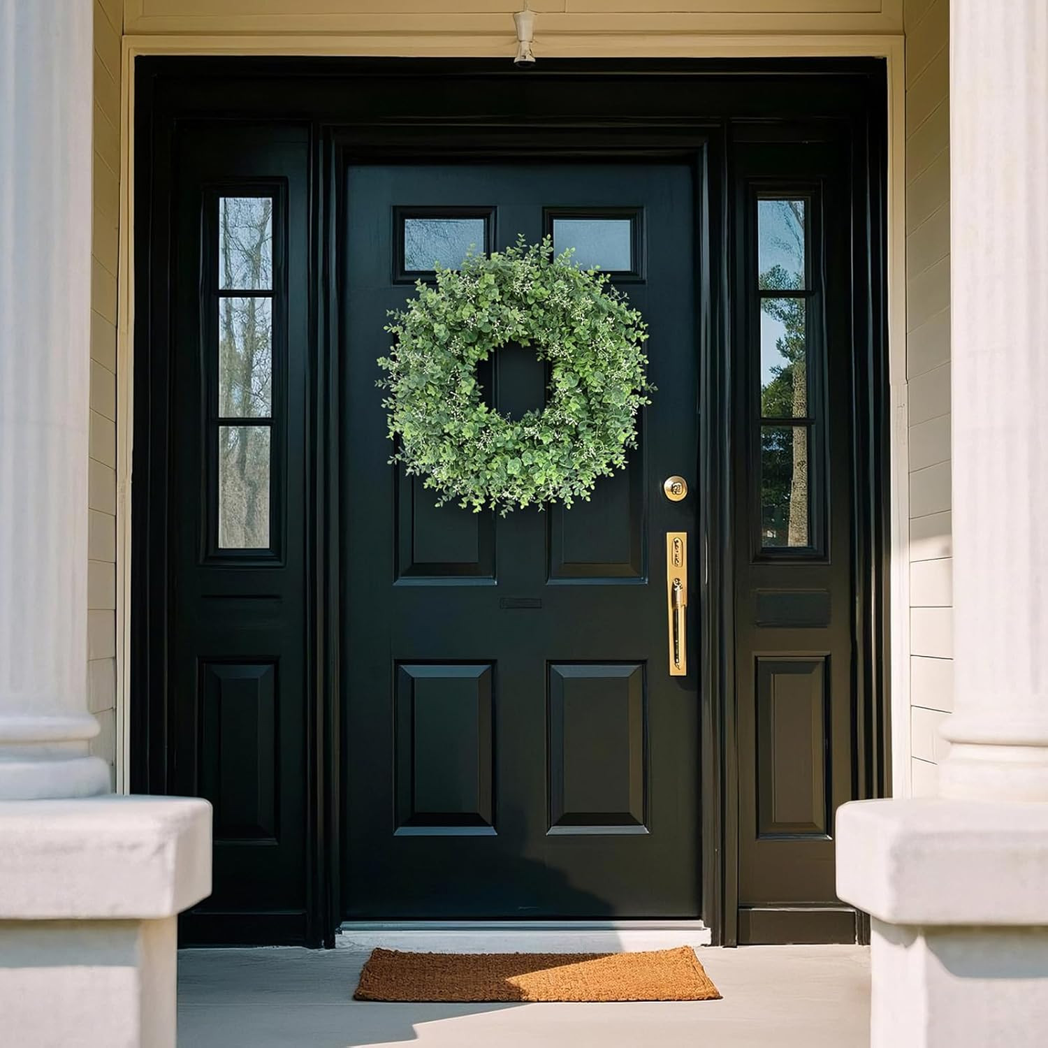 26” Eucalyptus Wreath for Front Door – Large Artificial Eucalyptus Leaves with