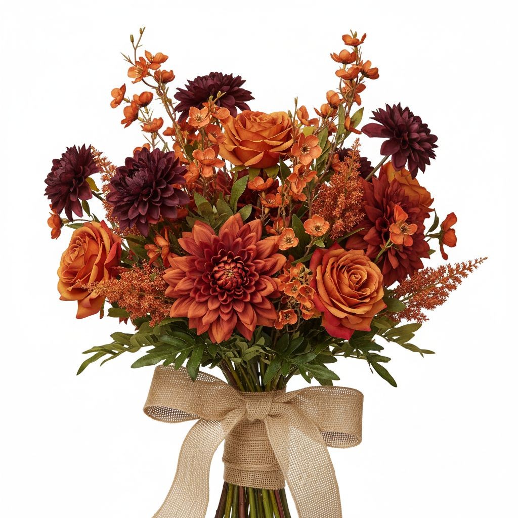 Terracotta Coral Dogwood Stems Faux Wax Flower Burnt Orange Floral Fall Decor 24