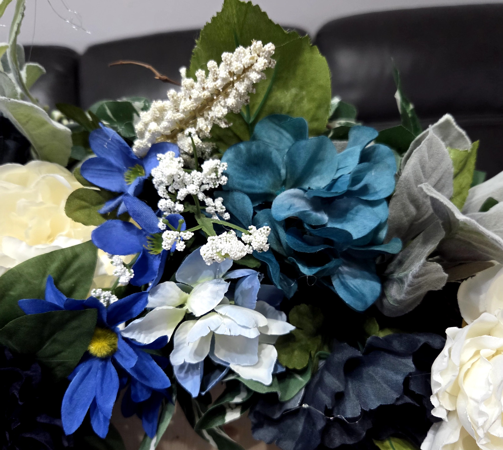 Blue and White “Bless Your Heart” Wreath