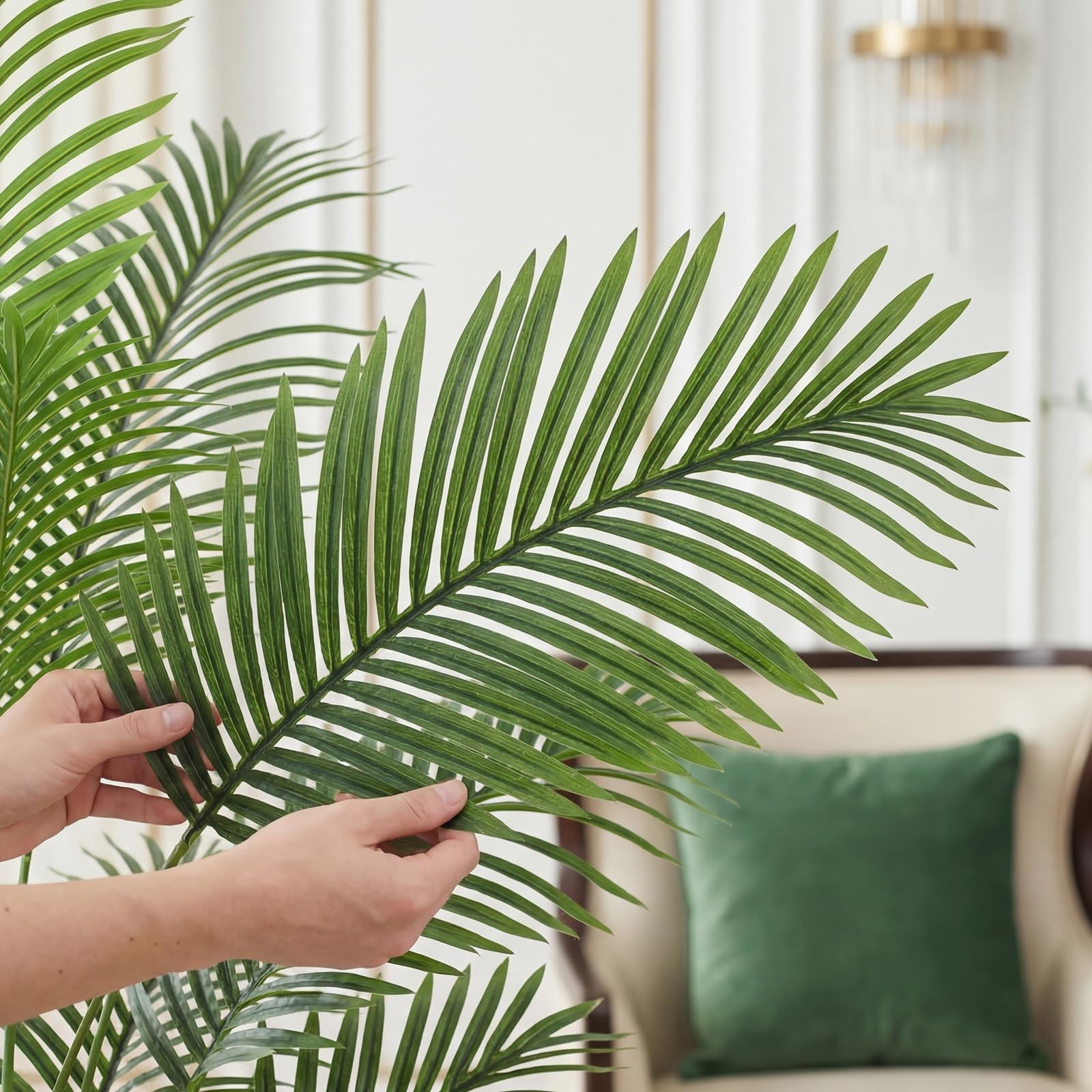 5ft Artificial Palm Tree with White Planter – Tall Fake Palm Tree Indoor Fake…