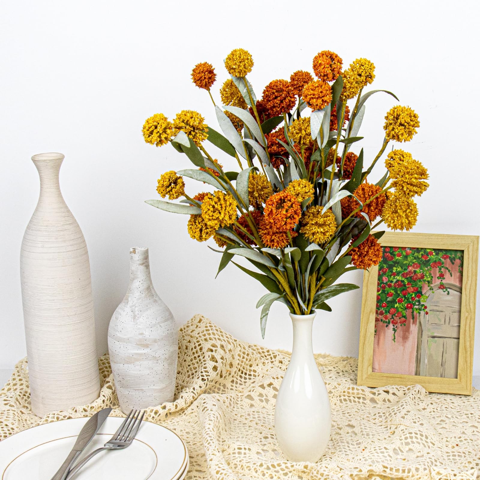 6 PCs Artifical Fall Flowers 17 Inches Fall Floral Picks Faux Autumn Branches…