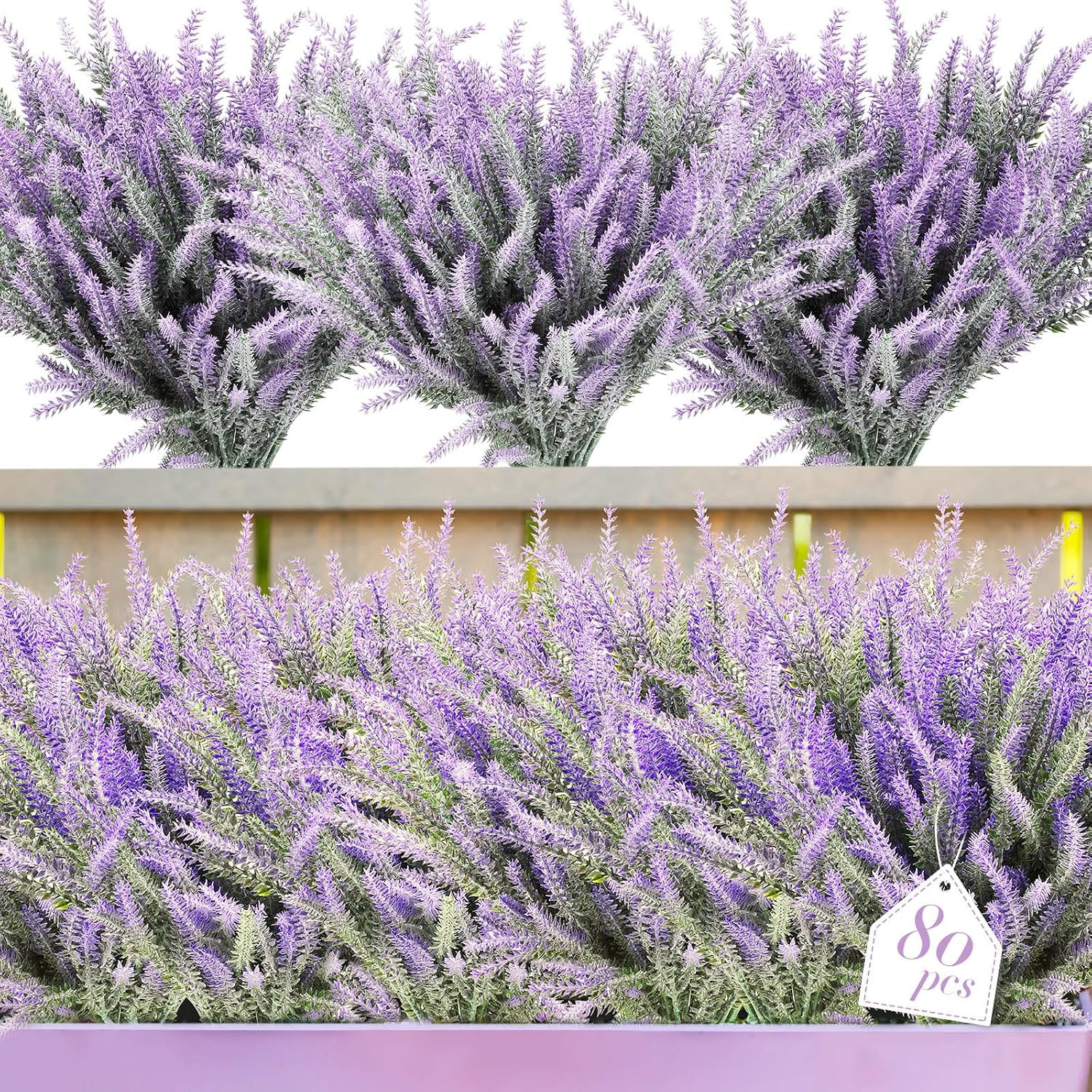 80 UV Resistant Artificial Lavender Flowers for Indoor & Outdoor Decor