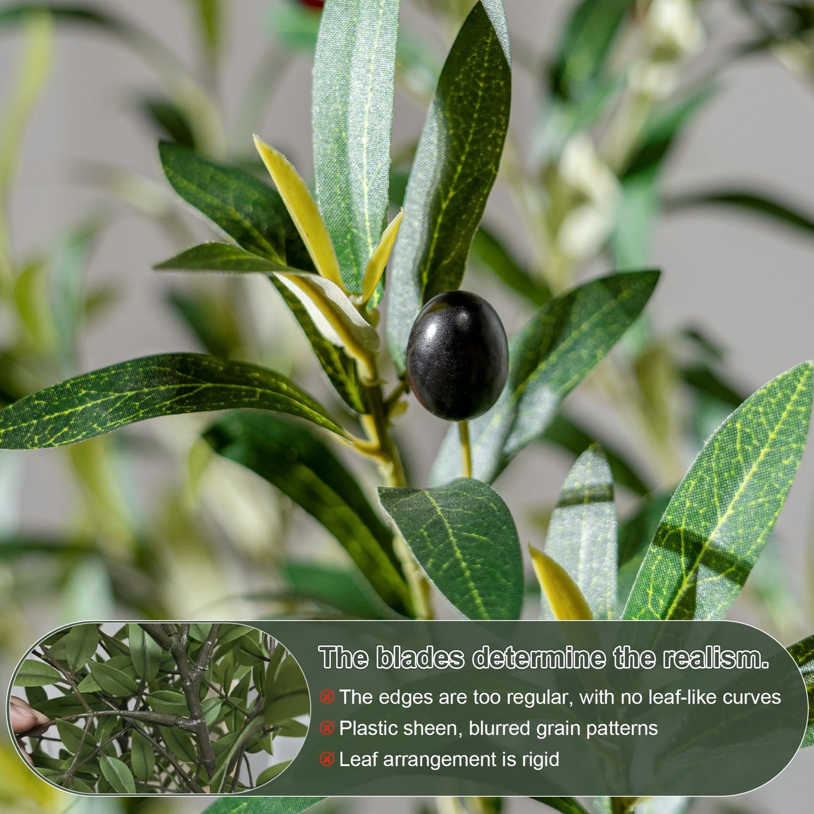 6ft Faux Olive Tree with White Pot & Moss, Artificial Olive Tree Indoor Outdo…