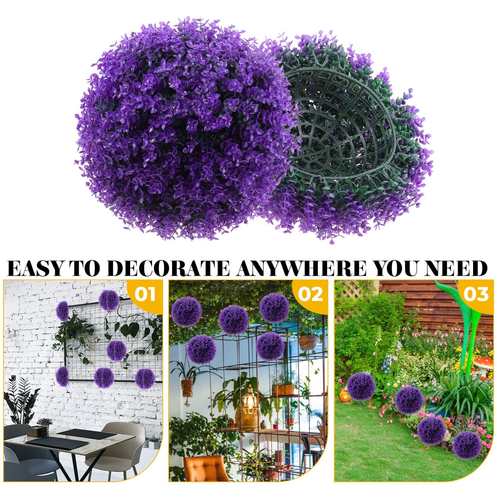 13.77 Inch Simulated Eucalyptus Leaf Decorative Topiary Ball Faux Plant Spher…