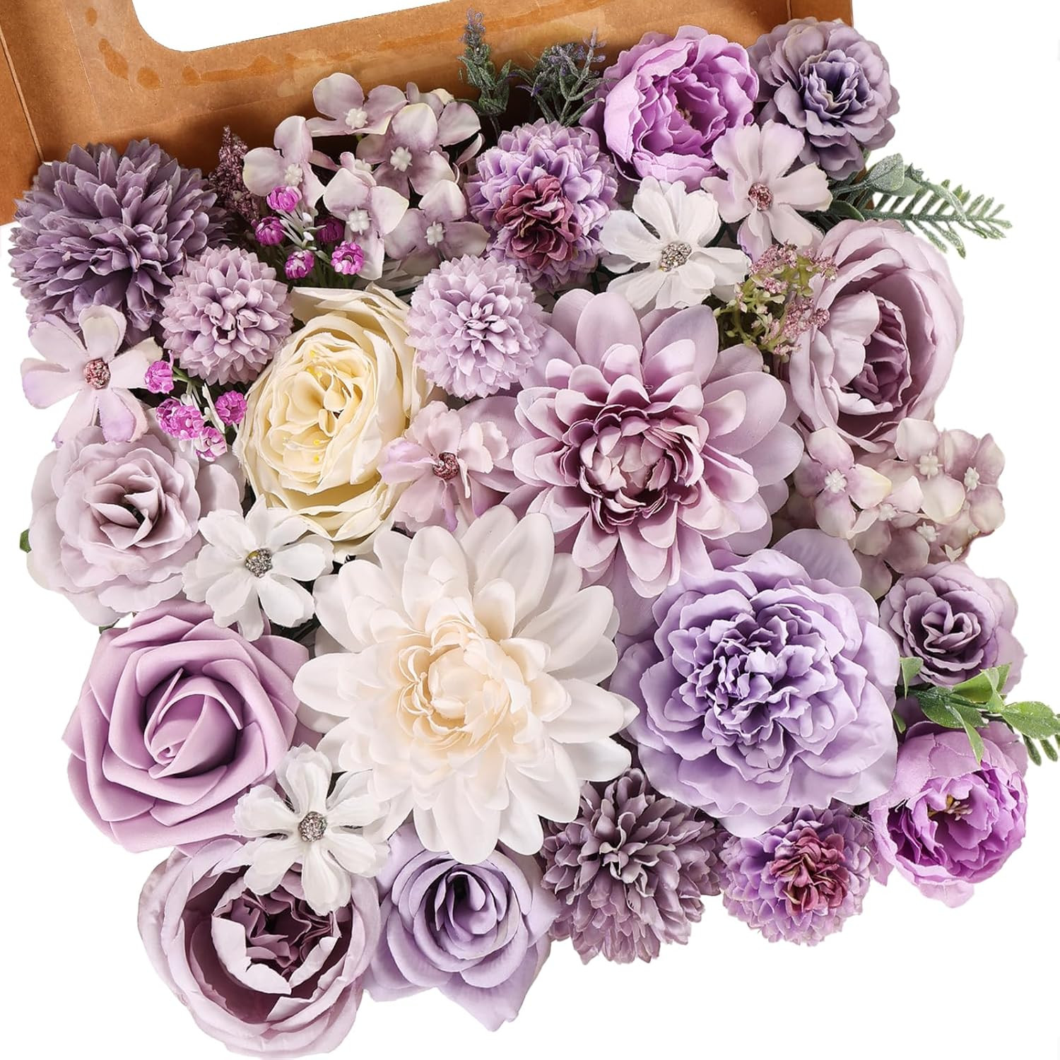 Artificial Flowers Combo Purple Rose Hydrangea Fake Vintage