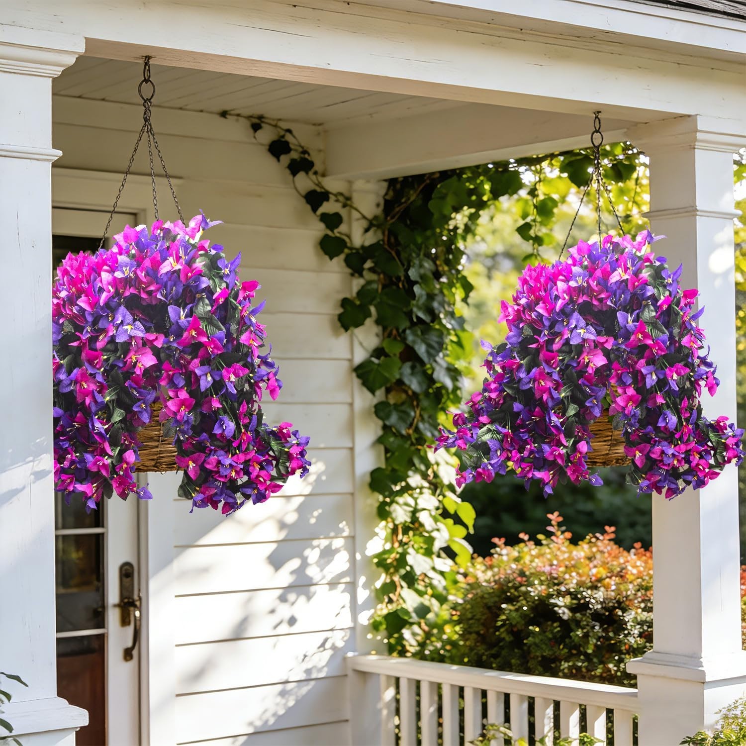 4 Pack UV Resistant Artificial Bougainvillea Flowers – Realistic Silk Hanging Pl