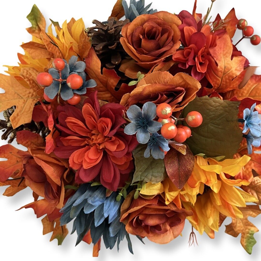 Large Autumn Table Top Old fashion Truck Floral Arrangement 19in Long