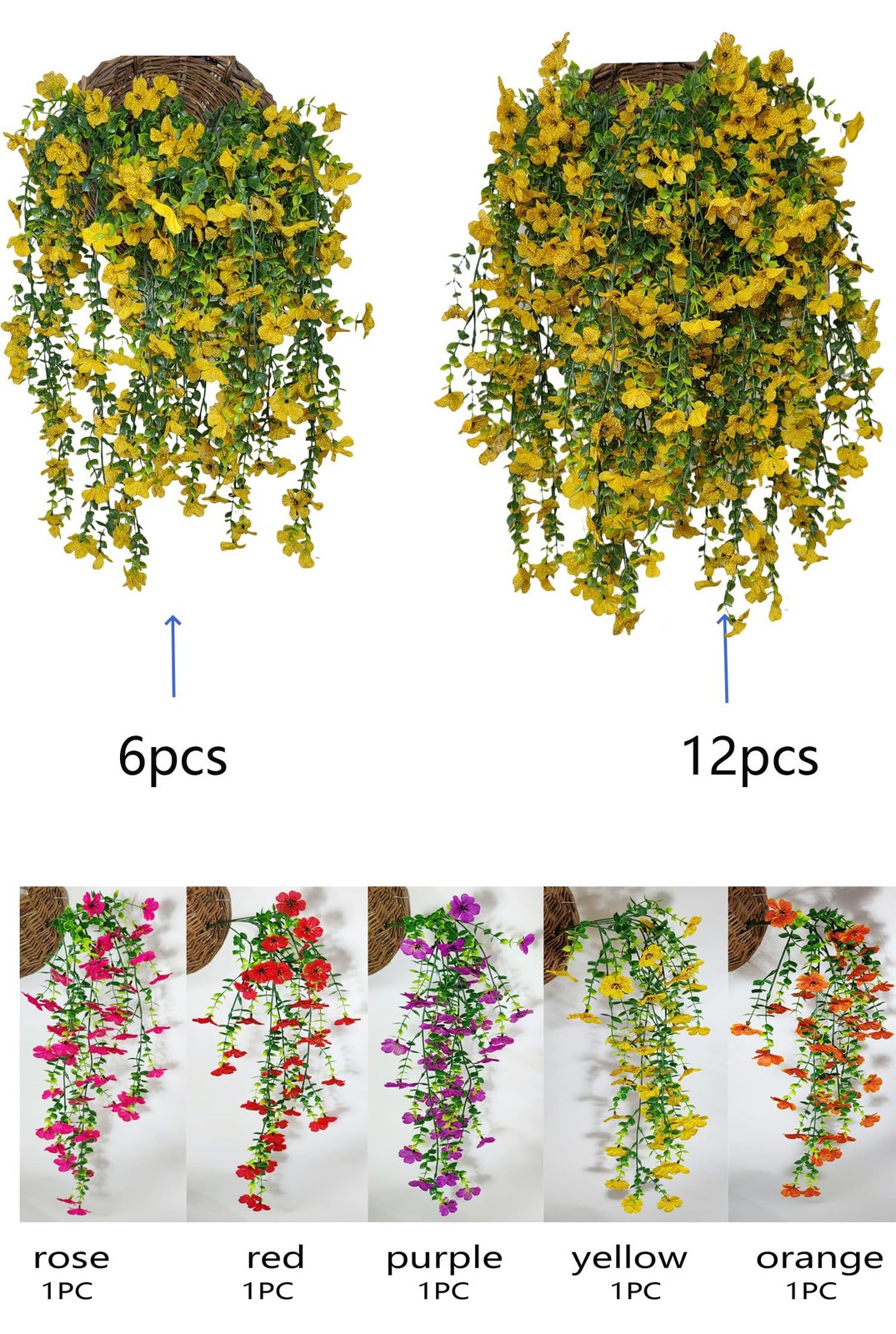 6 Bundles Artificial Flowers for Outdoor Decoration, Fake Silk Violet Flower …