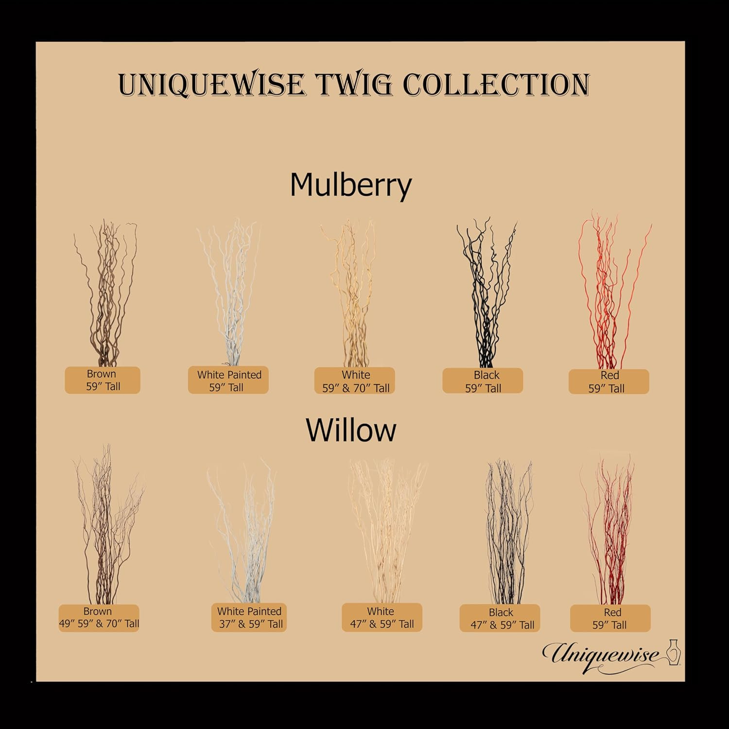 60″ Natural Mulberry Branches for Home Decor & Wedding Crafts