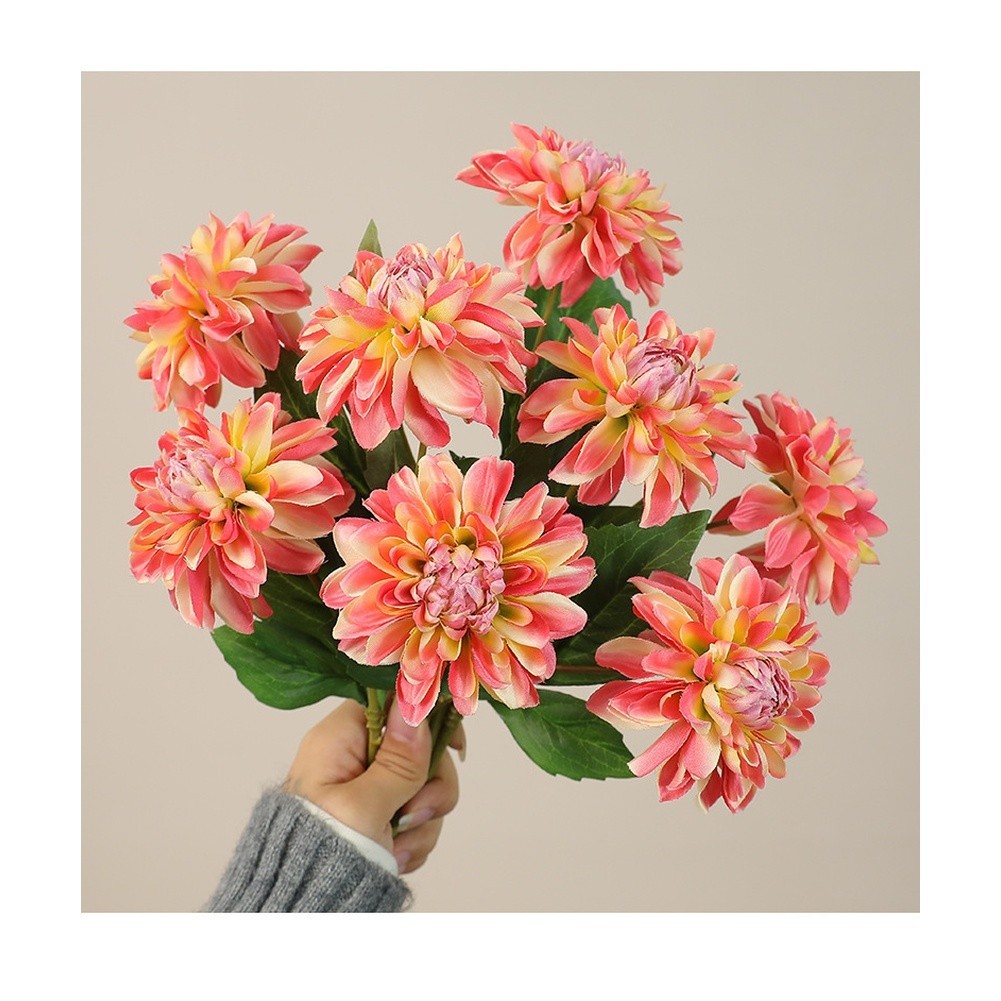 Lifelike Silk Dahlia Flower for Wedding Home Office Photo Background Decor