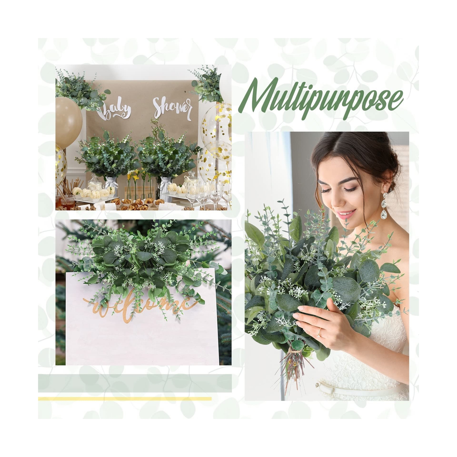 Tigeen Mixed Eucalyptus Leaves Stems Bulk Silver Dollar Artificial Greenery L…
