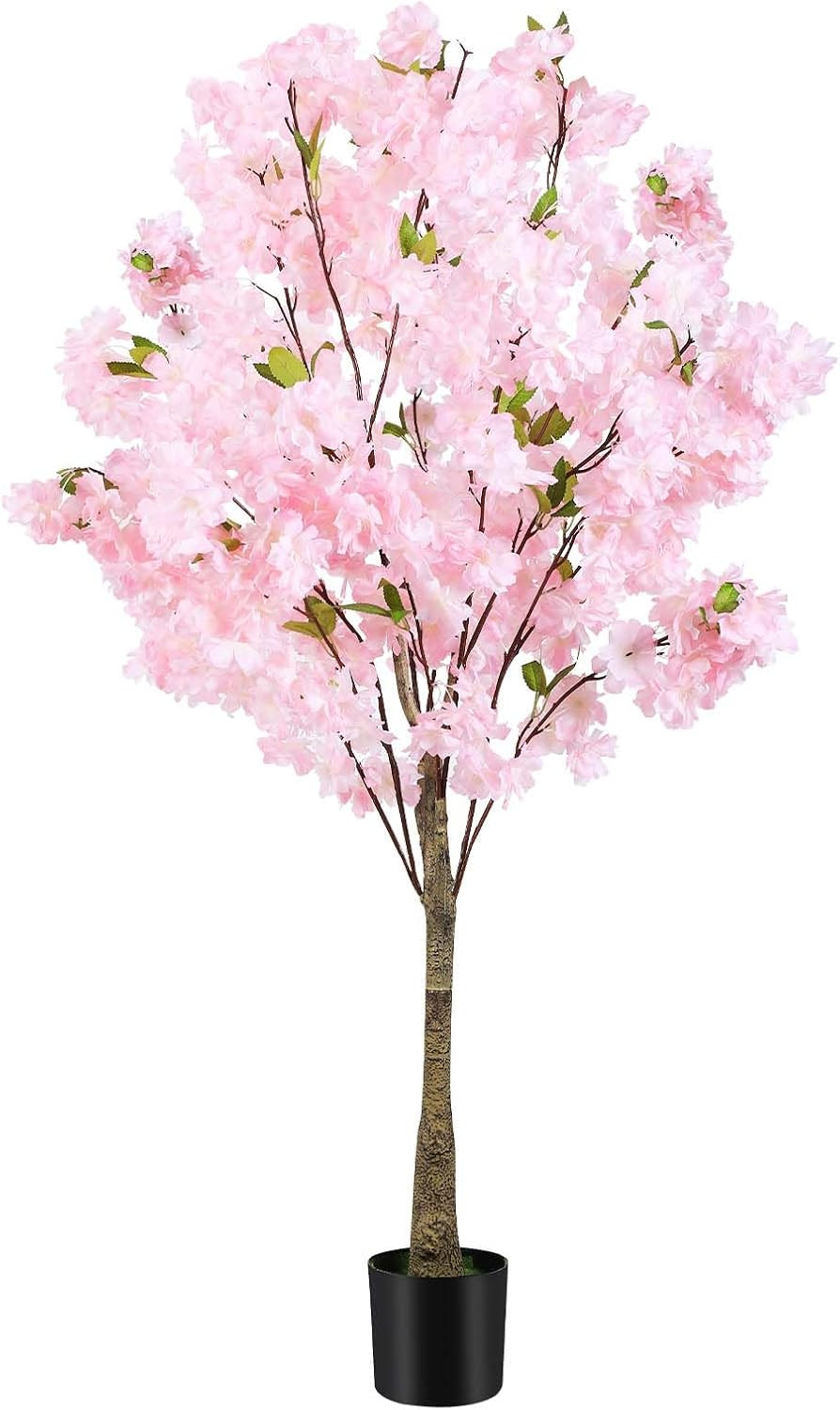 4FT Lifelike Pink Cherry Blossom Tree – Indoor/Outdoor Decorative Plant