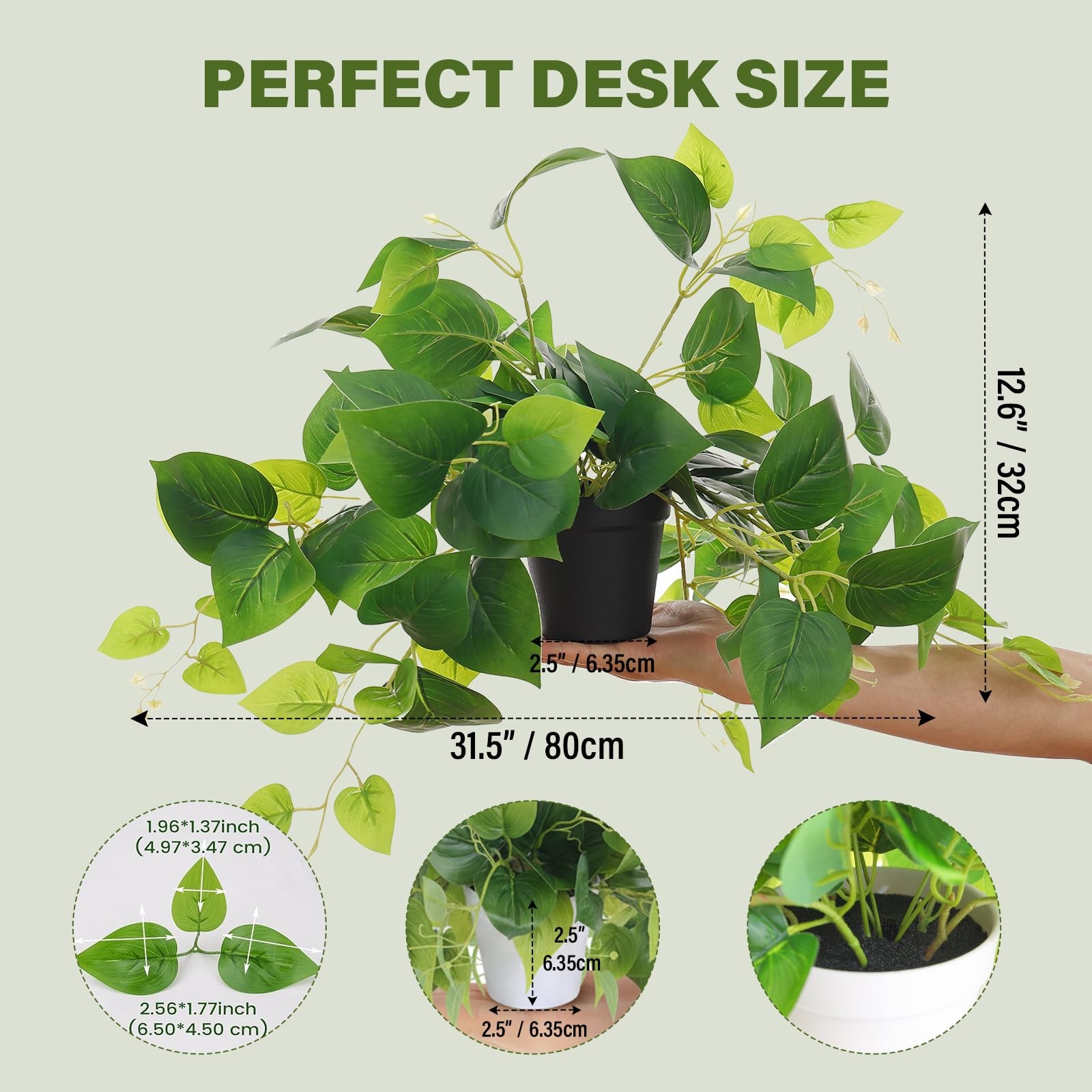 Best Tiita 2 Pack Fake Plants Artificial Scindapsus Aureus in Pots, Realistic