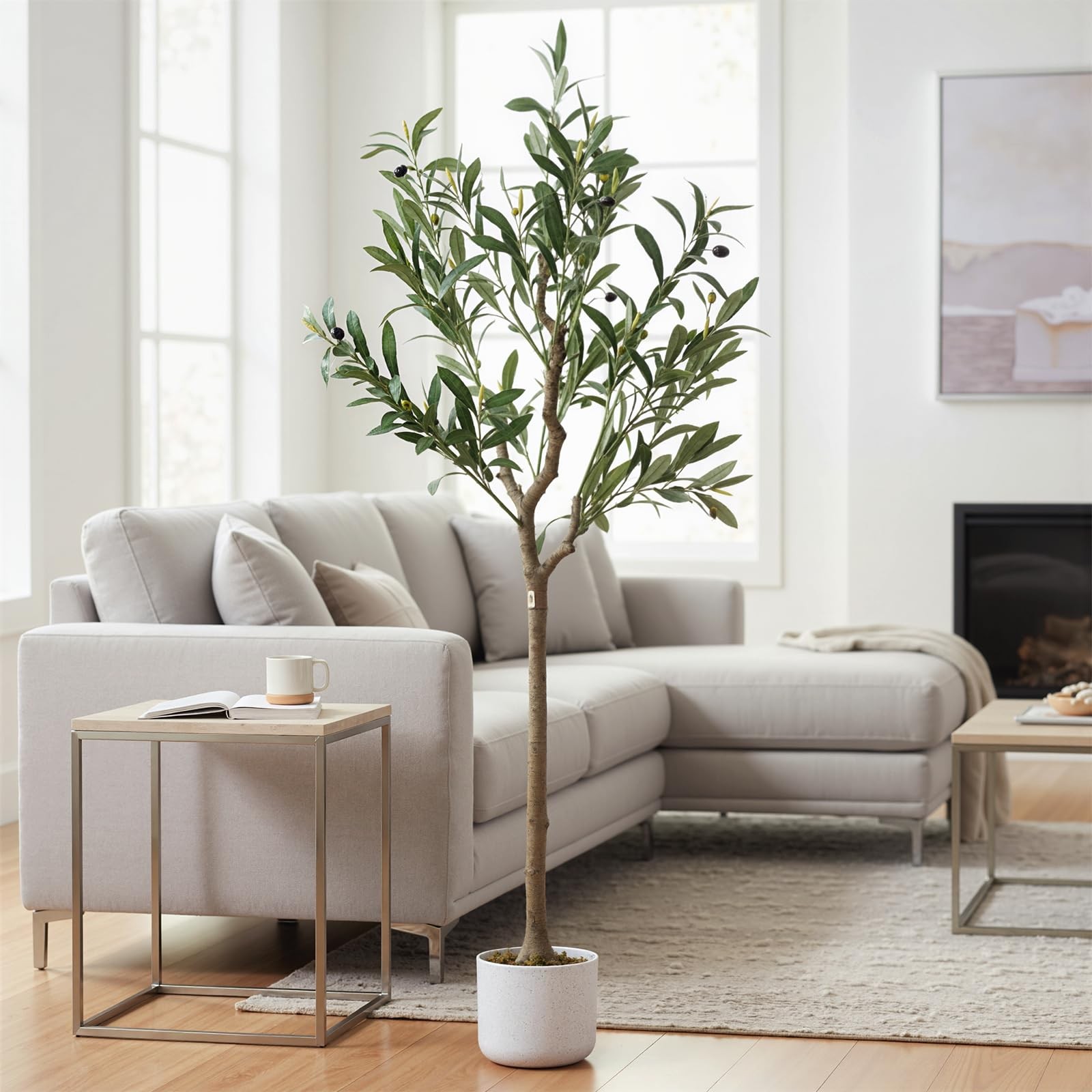 4FT Artificial Olive Tree,Tall Faux Plant with Realistic Olives for Home Decor