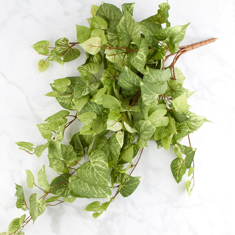 28″ Light Green Artificial Potato Leaf Hanging Bush
